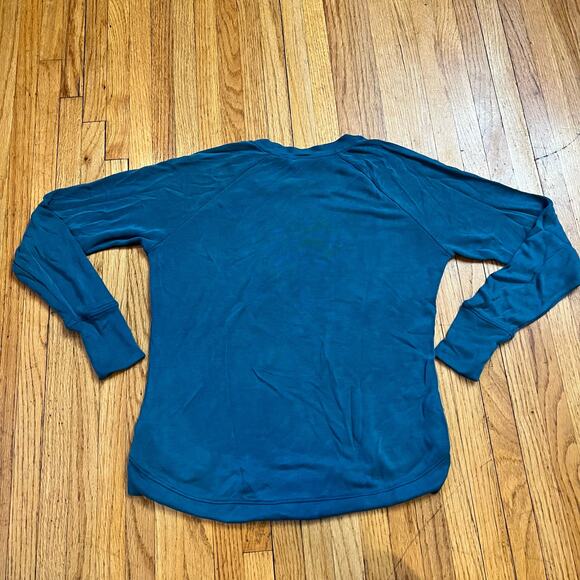 Athleta Shirt Womens XS High Serenity Criss Cross Sweatshirt Teal Blue Green - Picture 2 of 8